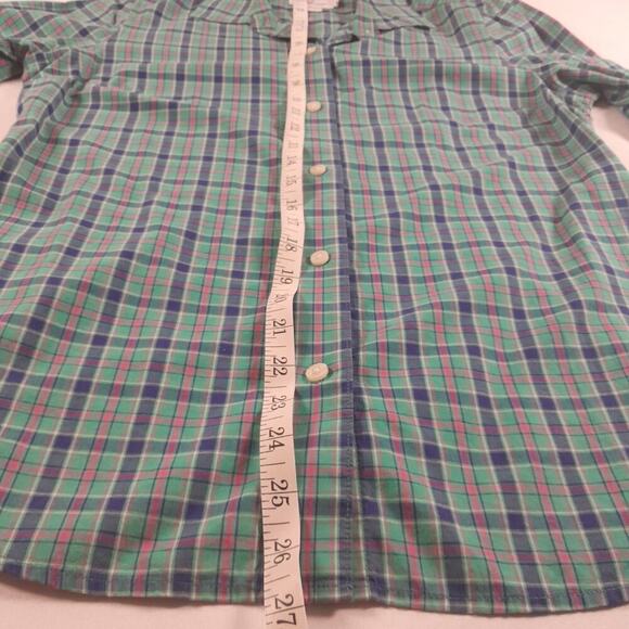 Vineyard Vines Turquoise Cotton Plaid Button Down Shirt Women 4 Preppy Academia - Picture 7 of 7